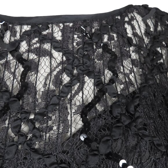 Vintage 80s 20s Black Lace Prom Party Dress M Medium Goth Witchy Whimsygoth - Picture 6 of 12